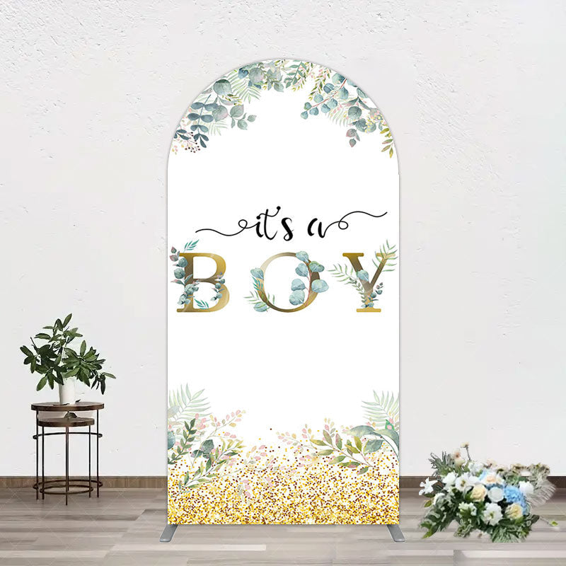 Aperturee - Aperturee Boho Glitter Plants Fresh Baby Shower Arch Backdrop