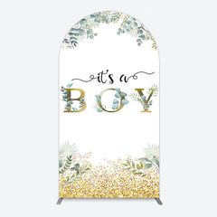 Aperturee - Aperturee Boho Glitter Plants Fresh Baby Shower Arch Backdrop