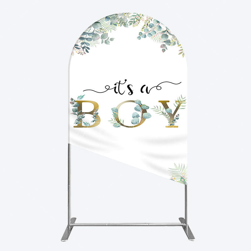 Aperturee - Aperturee Boho Glitter Plants Fresh Baby Shower Arch Backdrop