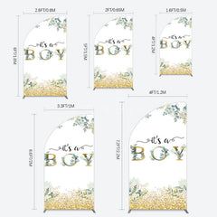Aperturee - Aperturee Boho Glitter Plants Fresh Baby Shower Half Moon Arch Backdrop
