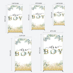 Aperturee - Aperturee Boho Glitter Plants Fresh Baby Shower Rectangle Backdrop