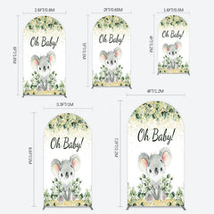 Aperturee - Aperturee Boho Green Glitter Koala Baby Shower Arch Backdrop