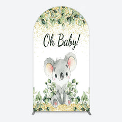 Aperturee - Aperturee Boho Green Glitter Koala Baby Shower Arch Backdrop
