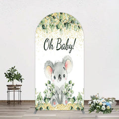 Aperturee - Aperturee Boho Green Glitter Koala Baby Shower Arch Backdrop