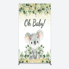 Aperturee - Aperturee Boho Green Glitter Koala Baby Shower Rectangle Backdrop