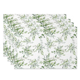 Aperturee - Aperturee Boho Green Leaf and Branch Placemats Set of 4 for Rustic Botanical and Farmhouse Dining Table Decor