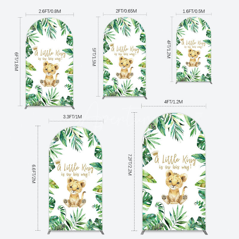Aperturee - Aperturee Boho Green Leaves Lion Baby Shower Arch Backdrop