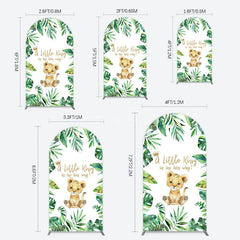 Aperturee - Aperturee Boho Green Leaves Lion Baby Shower Arch Backdrop
