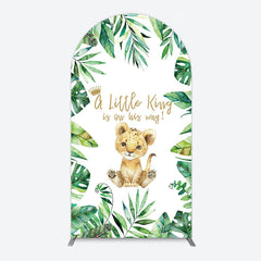 Aperturee - Aperturee Boho Green Leaves Lion Baby Shower Arch Backdrop