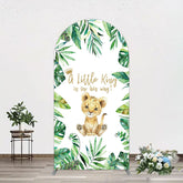 Aperturee - Aperturee Boho Green Leaves Lion Baby Shower Arch Backdrop