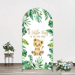 Aperturee - Aperturee Boho Green Leaves Lion Baby Shower Arch Backdrop