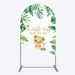 Aperturee - Aperturee Boho Green Leaves Lion Baby Shower Arch Backdrop