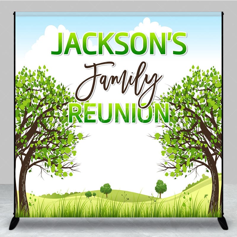 Aperturee - Aperturee Boho Green Tree Hill Custom Family Reunion Backdrop