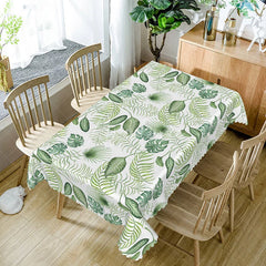 Aperturee - Aperturee Boho Hawaiian Rectangle Tablecloth with Green Tropical Plants for Summer Luau and Jungle Themed Party Decor