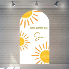 Aperturee - Aperturee Boho Here Comes The Son Baby Shower Arch Backdrop Vibrant Rianbow And Sun Rays Boys Party Photo Prop