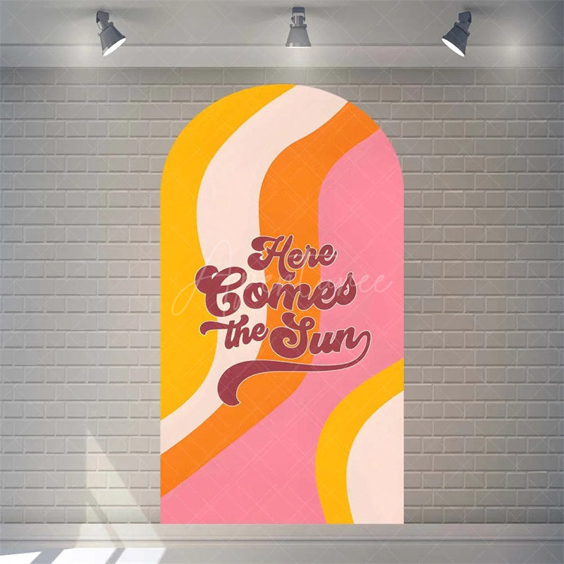 Aperturee - Aperturee Boho Here Comes The Son Baby Shower Arch Backdrop Vibrant Rianbow And Sun Rays Boys Party Photo Prop