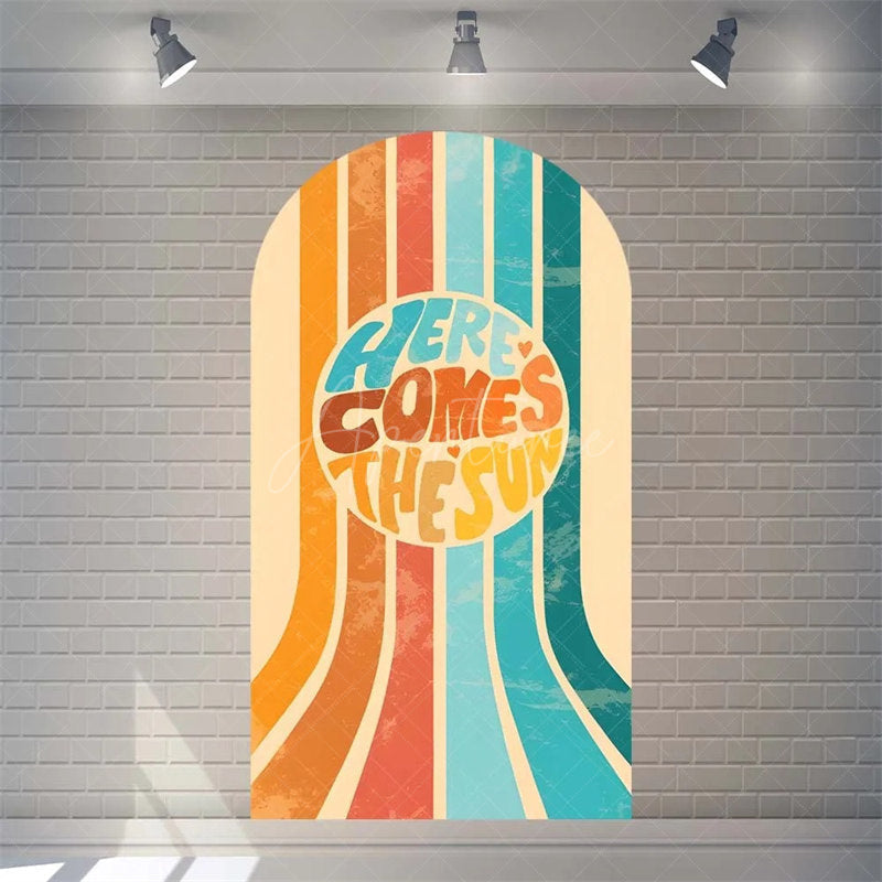 Aperturee - Aperturee Boho Here Comes The Son Baby Shower Arch Backdrop Vibrant Rianbow And Sun Rays Boys Party Photo Prop