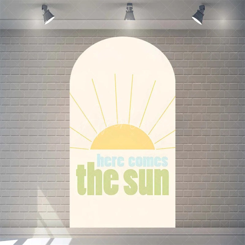 Aperturee - Aperturee Boho Here Comes The Son Baby Shower Arch Backdrop Vibrant Rianbow And Sun Rays Boys Party Photo Prop