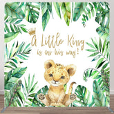 Aperturee - Aperturee Boho Lion Cute Baby Shower Square Tension Backdrop