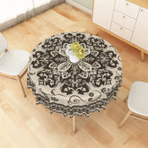Aperturee - Aperturee Boho Mandala Floral Round Tablecloth Vintage Brown Ethnic Pattern Table Cover for Dining Room
