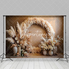 Aperturee - Aperturee Boho Pampas Grass Floral Vase Wedding Photo Backdrop