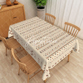 Aperturee - Aperturee Boho Pattern Beige Tablecloth For Dinning Room Decor