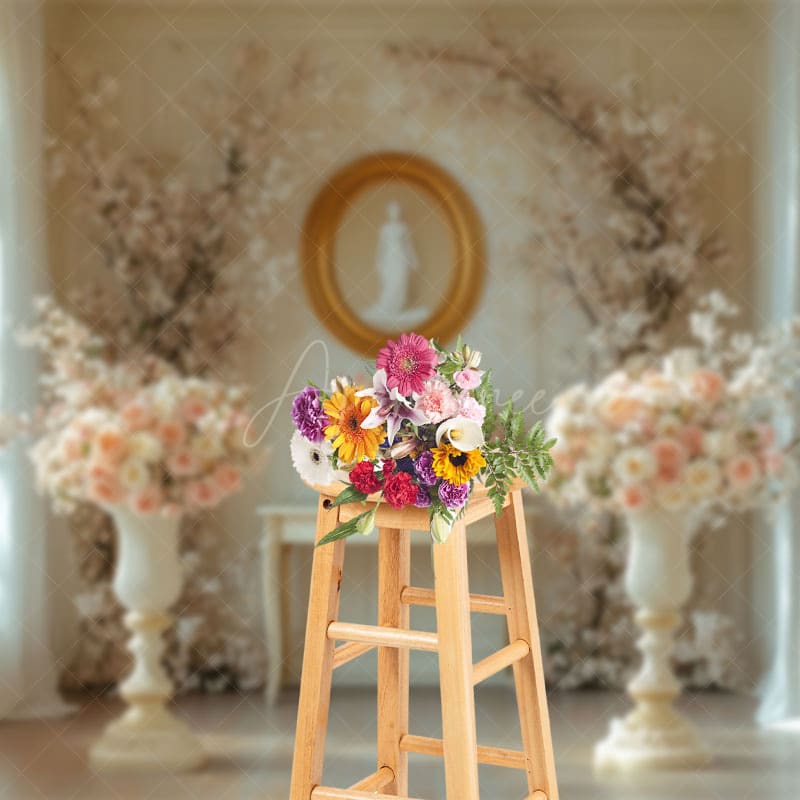 Aperturee - Aperturee Boho Pink Floral Ball Wedding Photography Backdrop