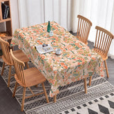 Aperturee - Aperturee Boho Pink Floral Rectangle Tablecloth Spring Wildflower Leaf Pattern for Girl Birthday Baby Shower Party Decor