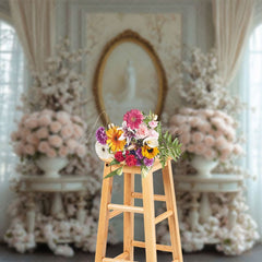 Aperturee - Aperturee Boho Pure White Curtain Floral Room Wedding Backdrop