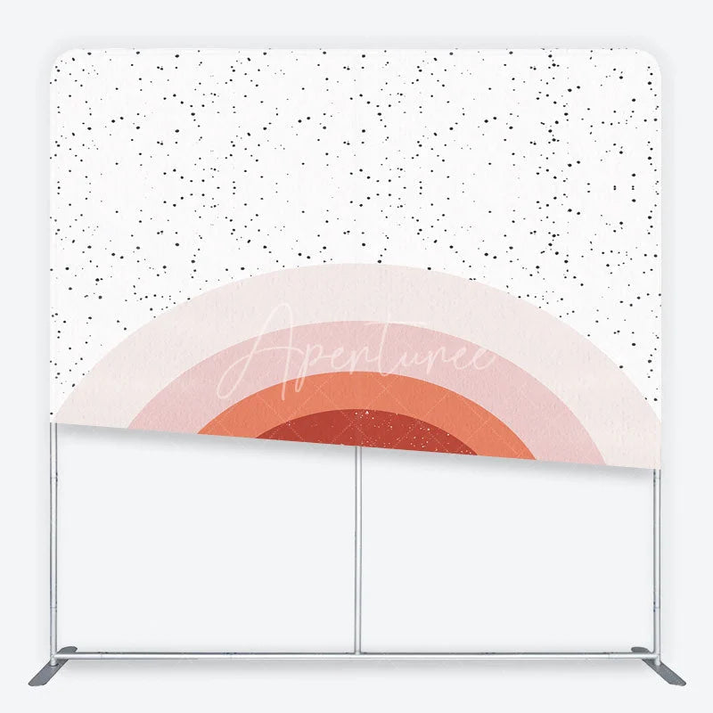 Aperturee - Aperturee Boho Rainbow Arch Tension Fabric Backdrop Terracotta Pink Abstract Sun Background Minimalist Baby Shower Decor