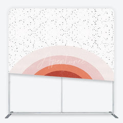 Aperturee - Aperturee Boho Rainbow Arch Tension Fabric Backdrop Terracotta Pink Abstract Sun Background Minimalist Baby Shower Decor