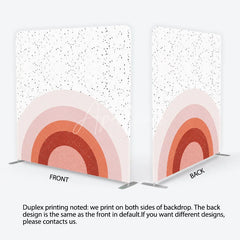 Aperturee - Aperturee Boho Rainbow Arch Tension Fabric Backdrop Terracotta Pink Abstract Sun Background Minimalist Baby Shower Decor