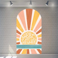 Aperturee - Aperturee Boho Rainbow Baby Shower Arch Backdrop Vibrant Summer Sun Rays Pattern Perfect For Festive Party Decor