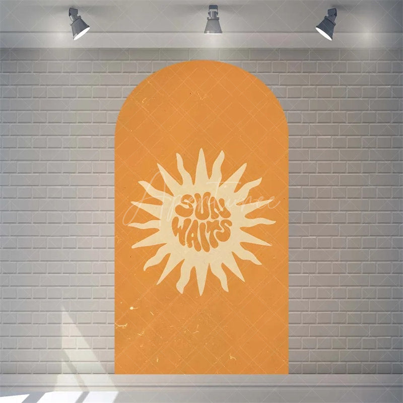 Aperturee - Aperturee Boho Rainbow Baby Shower Arch Backdrop Vibrant Summer Sun Rays Pattern Perfect For Festive Party Decor