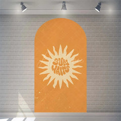 Aperturee - Aperturee Boho Rainbow Baby Shower Arch Backdrop Vibrant Summer Sun Rays Pattern Perfect For Festive Party Decor