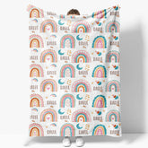 Aperturee - Aperturee Boho Rainbow Cutsom Name Blanket for Girl