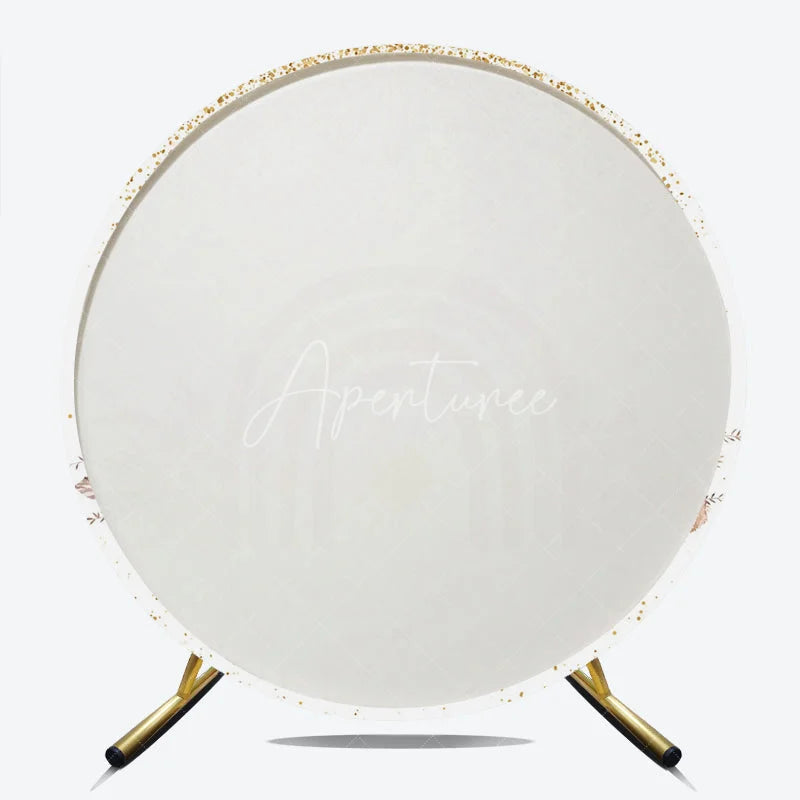 Aperturee - Aperturee Boho Rainbow Round Backdrop for Baby Shower Pampas Grass and Sun Neutral Birthday Party Photo Booth Decor