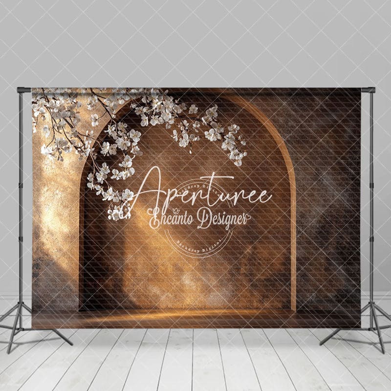 Aperturee - Aperturee Boho Retro Arch Floral Wedding Photography Backdrop