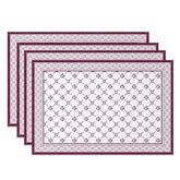 Aperturee - Aperturee Boho Retro Rose Red White Rhombus Set Of 4 Placemats