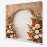 Aperturee - Aperturee Boho Rustic Dried Floral Arch Square Double-Sided Backdrop Natural Pampas Grass and Palm Leaves Photography Background