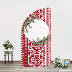 Aperturee - Aperturee Boho Slovakia Pattern Sweet Wedding Half Moon Arch Backdrop