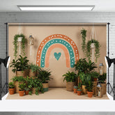 Aperturee - Aperturee Boho Spring Rainbow Plants Fresh Wedding Backdrop