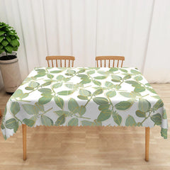 Aperturee - Aperturee Boho Spring Tablecloth with Green and Gold Leaves Elegant Botanical Decor for Wedding or Party
