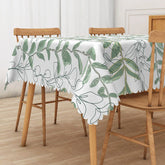 Aperturee - Aperturee Boho Spring Tablecloth with Green and Gold Vines for Elegant Botanical Wedding and Party Decorations