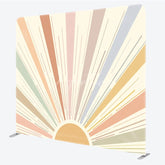Aperturee - Aperturee Boho Sun Tension Fabric Backdrop Muted Retro Sunburst Decor Abstract Minimalist Theme Background for Birthday