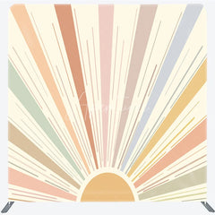 Aperturee - Aperturee Boho Sun Tension Fabric Backdrop Muted Retro Sunburst Decor Abstract Minimalist Theme Background for Birthday