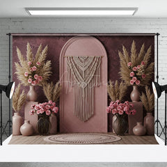 Aperturee - Aperturee Boho Sweet Soft Pink Floral Arch Wedding Backdrop