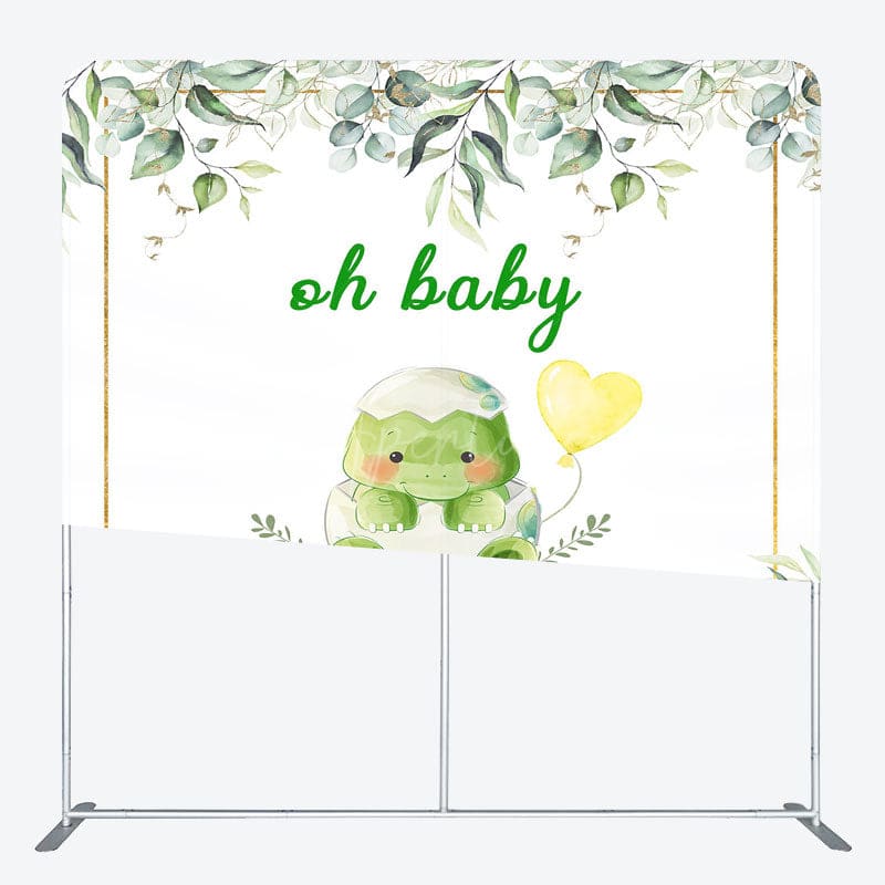 Aperturee - Aperturee Boho Sweet Turtle Baby Shower Square Tension Backdrop