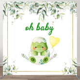 Aperturee - Aperturee Boho Sweet Turtle Baby Shower Square Tension Backdrop