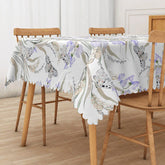 Aperturee - Aperturee Boho Tablecloth with Purple Flowers and Butterflies for Whimsical Garden Party and Spring Decor